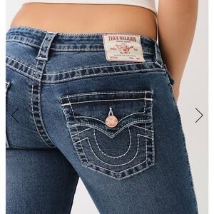 True Religion Slim Straight Jeans Womens size 27 western boho casual hippie